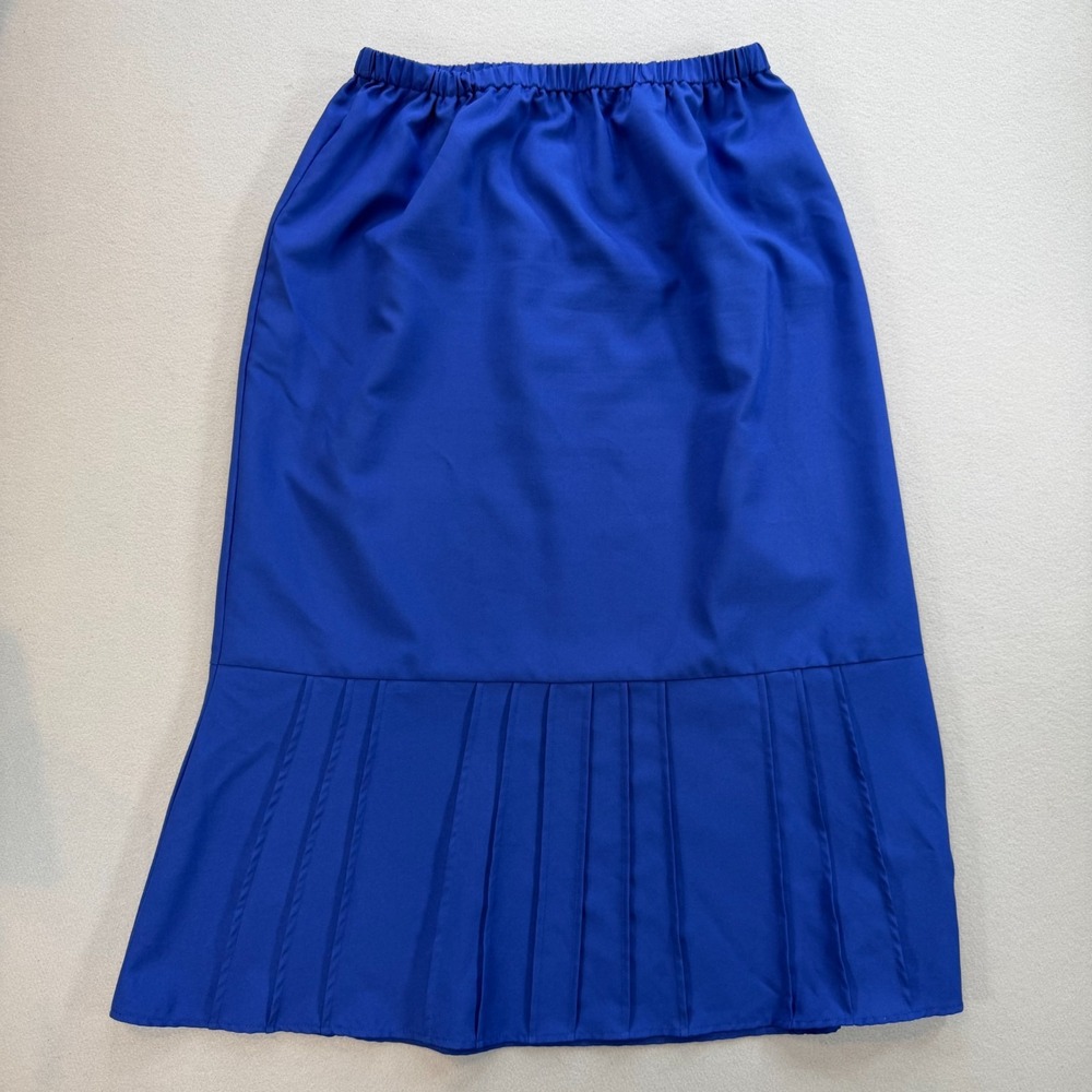 Vintage Royal Blue 90s Elastic Waist Drop Hem Pleated Allison Woods 18 W Skirt